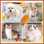 Pet grooming brush with fluffy dogs and cats, FurLift pet care product collage