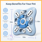 Blue pet brain training toy with paw and bone shapes, slow feeder, 10x10 inches