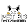 Petstore Ed logo featuring a stylized dog ears illustration above the brand name “PET ED” in white lettering on a yellow background, representing pet toys and accessories brand.