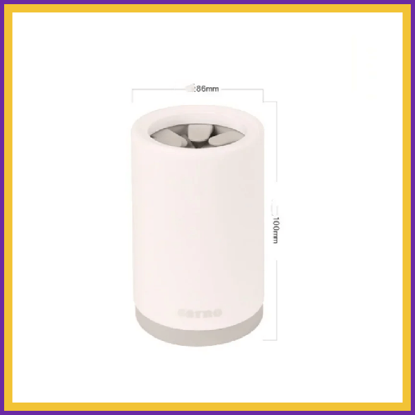 Grey compact paw washer with soft bristles, 86mm x 100mm, pet cleaning tool