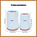 PootVrij paw cleaner size comparison chart, large and small with measurements