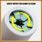 Silicone rotating paw cleaner with soft bristles and yellow arrow for pet cleaning
