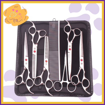 KnipsPro Elite: Grooming Scissors Set For Precise Cutting. Silver Stainless Steel