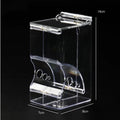 Clear acrylic insect feeder box with air holes, 14x8x7cm, on black background