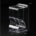 Clear acrylic insect feeder box with air holes, 14x8x7cm, on black background