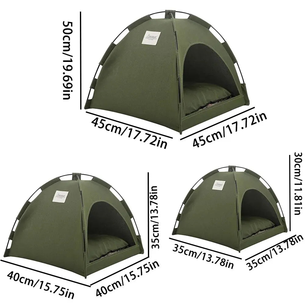 CozyHide: Foldable Pet Nest Tent with Cooling & Warming Pads for All-Season Comfort