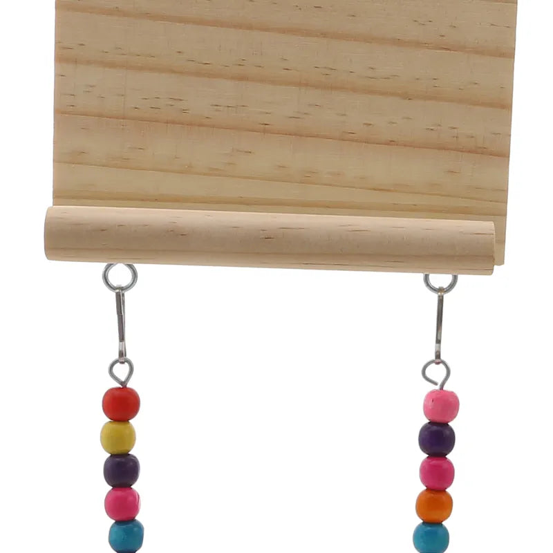 Beaded Bliss Birdie Swing: Wooden Perch & Play Paradise for Parrots and Budgies