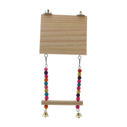 Beaded Bliss Birdie Swing: Wooden Perch & Play Paradise for Parrots and Budgies