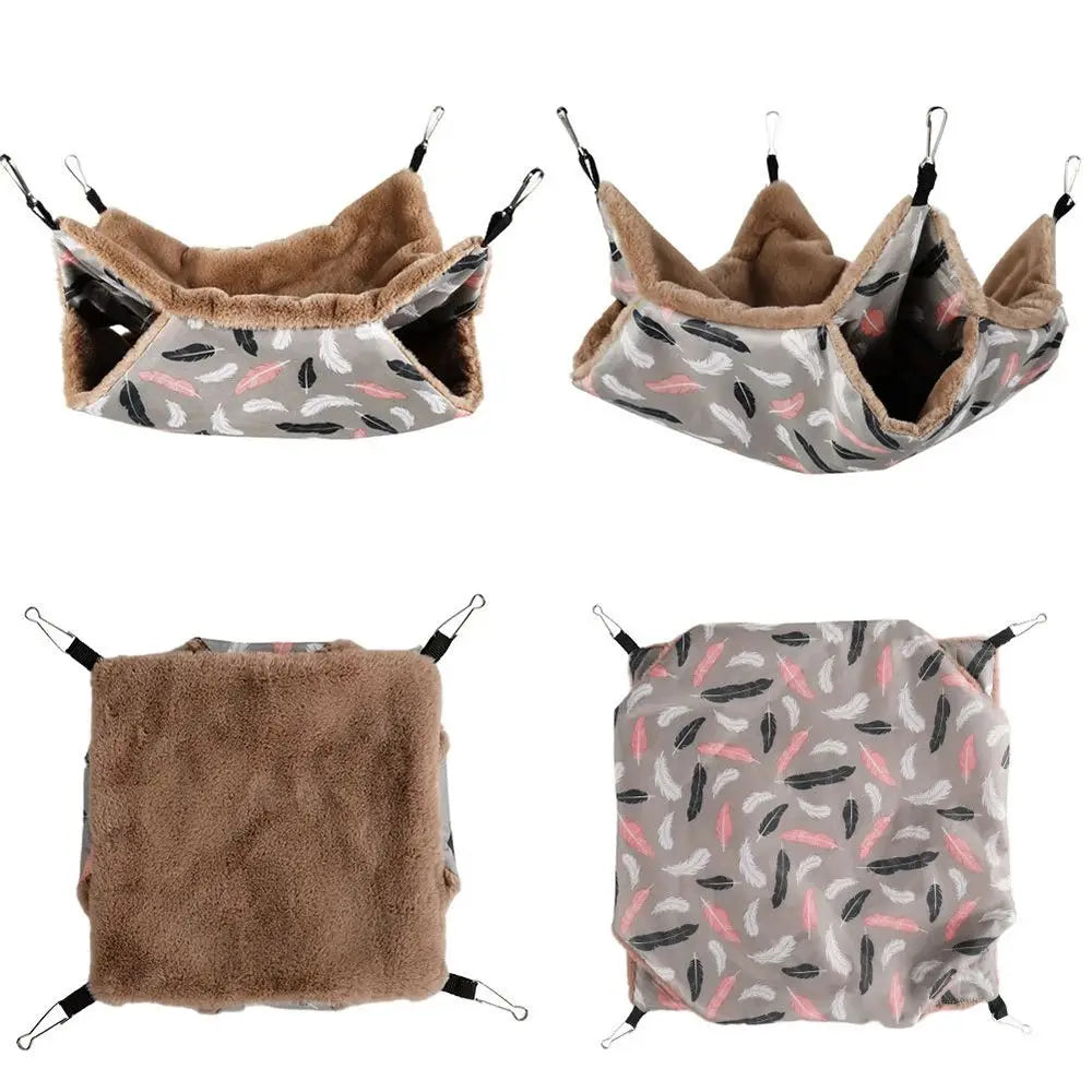 CozyCuddle: Warm Plush Double-Layer Hammock Nest for Hamsters, Rats, and Squirrels