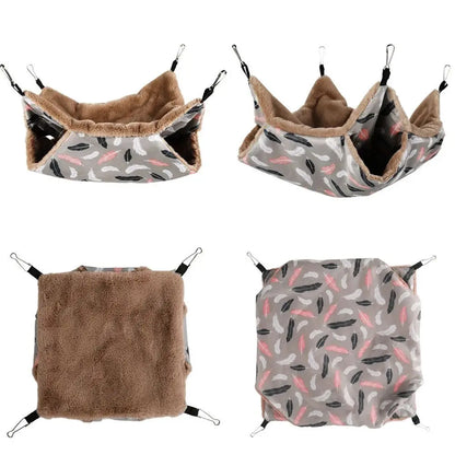 CozyCuddle: Warm Plush Double-Layer Hammock Nest for Hamsters, Rats, and Squirrels