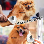 Before and after grooming Pomeranian dog using pet hair brush, promoting shedding tool