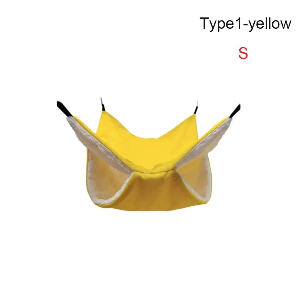 Small yellow pet hammock bed with soft lining, Type1-yellow, size S, white background