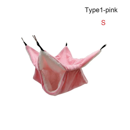 CozyCuddle: Warm Plush Double-Layer Hammock Nest for Hamsters, Rats, and Squirrels Type1-Pink