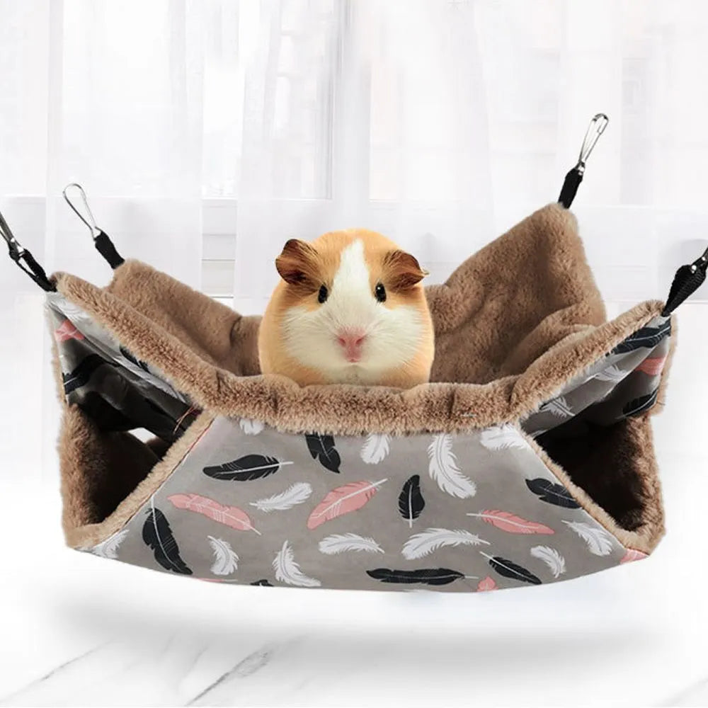 CozyCuddle: Warm Plush Double-Layer Hammock Nest for Hamsters, Rats, and Squirrels