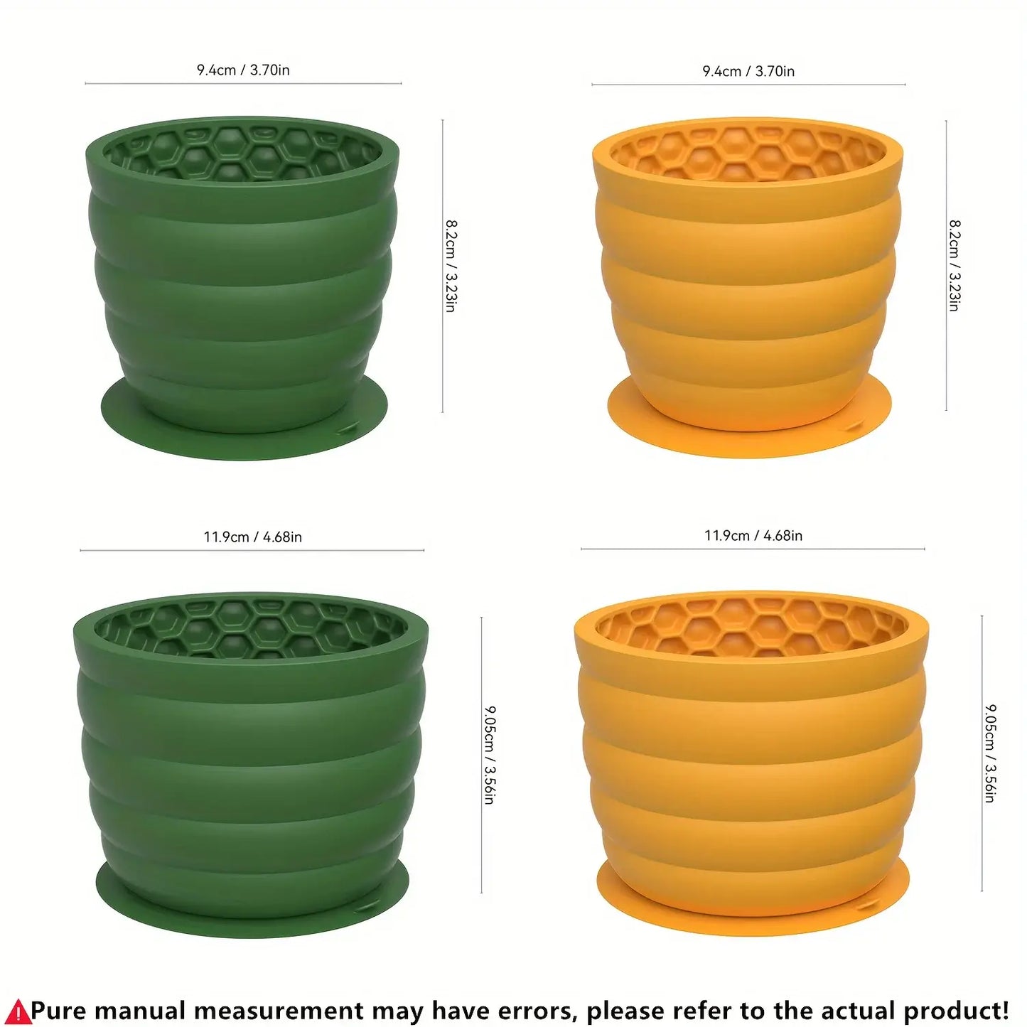 Color and dimension comparison of dog feeder bowls