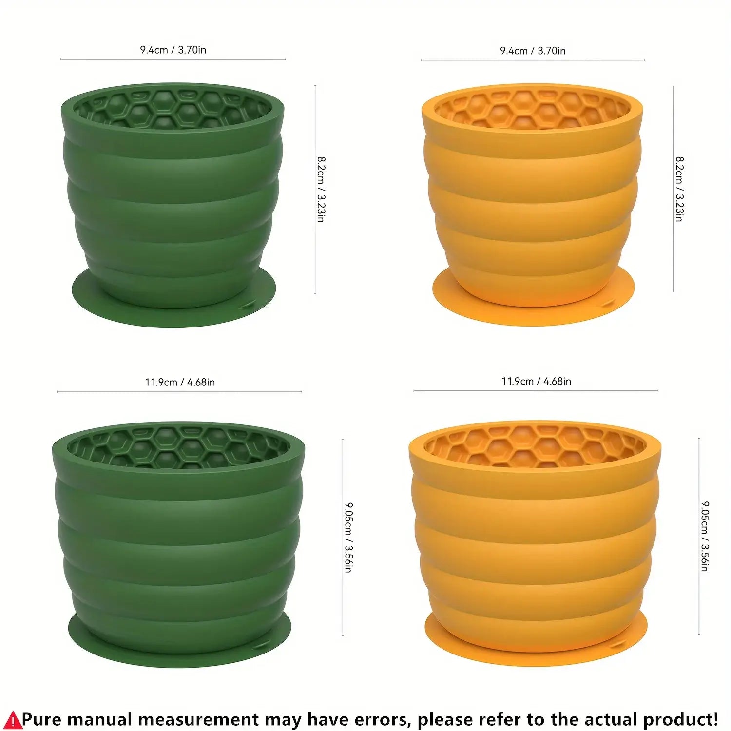 Color and dimension comparison of dog feeder bowls