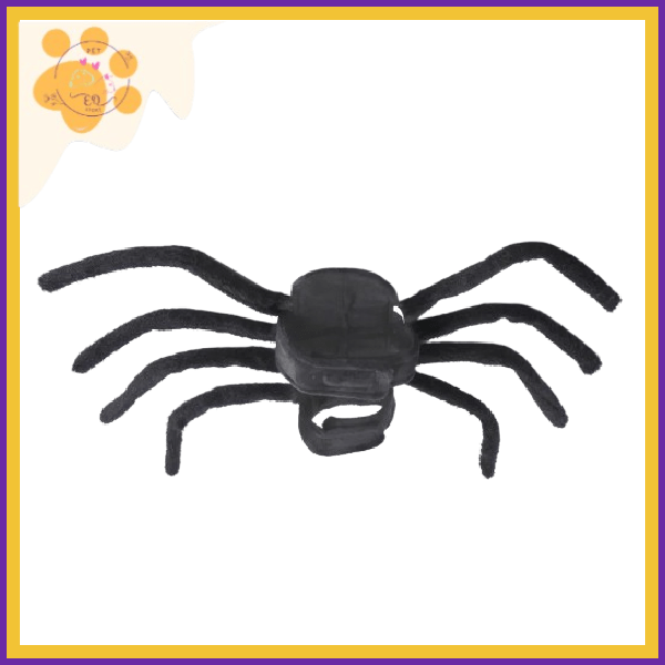 Black spider pet costume with eight legs, Halloween pet accessory on white background