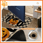 Halloween indoor doormat with pumpkin and BOO design by open blue door, 0.2 inch thick.
