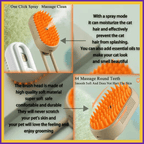 3-in-1 cat grooming spray massage brush with orange soft bristles and ergonomic handle