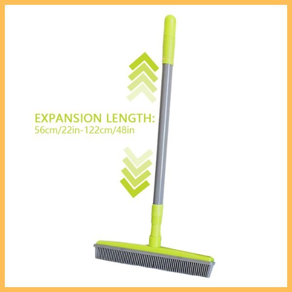 Adjustable silicone broom with telescopic handle, expansion length 56cm to 122cm