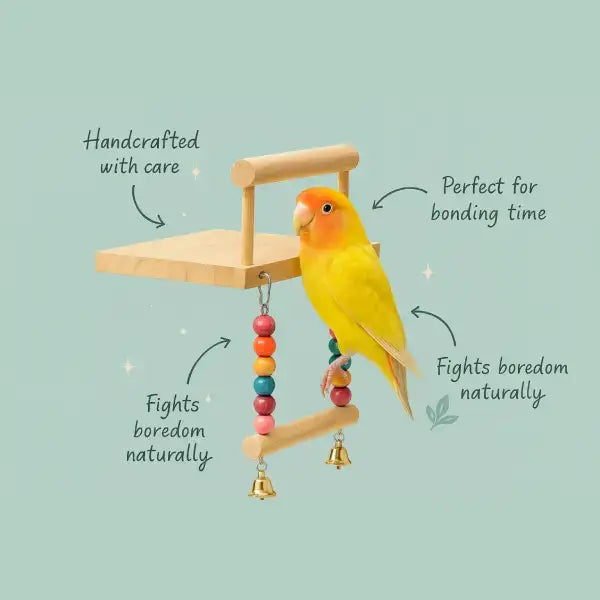 Handcrafted wooden parrot toy for happy birds