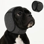 Protective dog wrap for anxiety with secure design shown on bulldog.