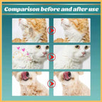 Before and after use comparison of cleaning gloves on cats and a dog