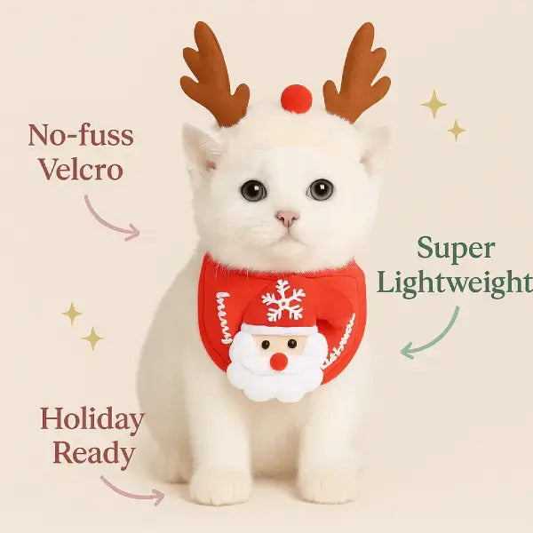 Soft Christmas costume for cats, comfortable fit and stress-free design.