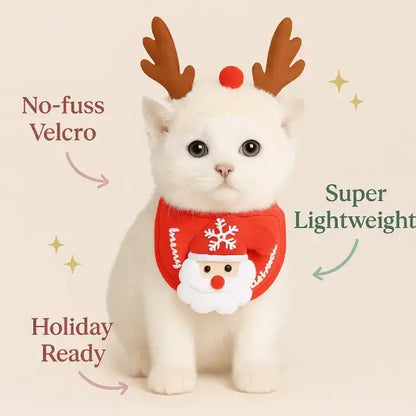 Soft Christmas costume for cats, comfortable fit and stress-free design.