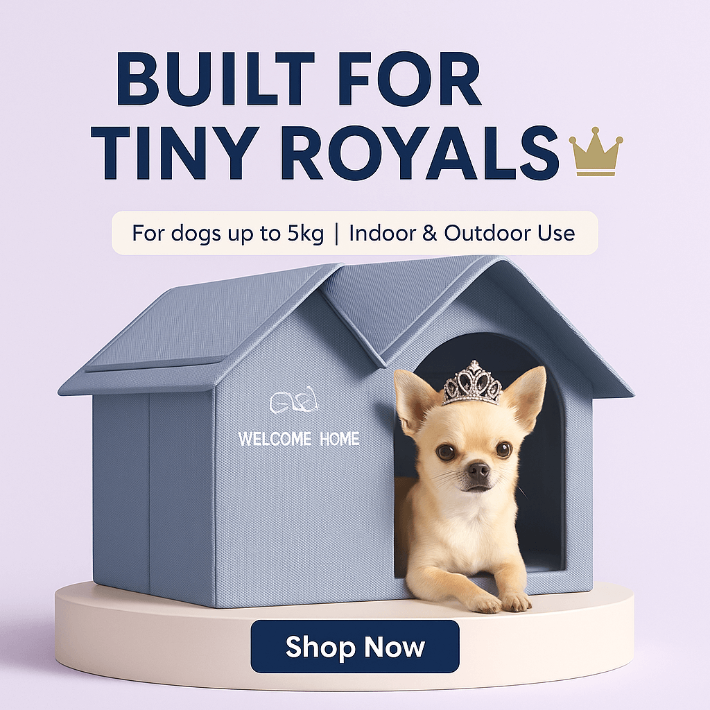 Luxurious breathable house for royal pups with temperature control.