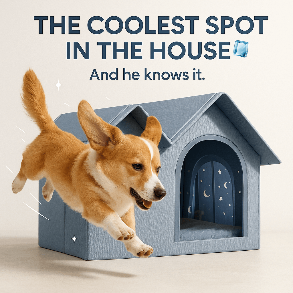 Insulated pet house for active dogs during hot weather.