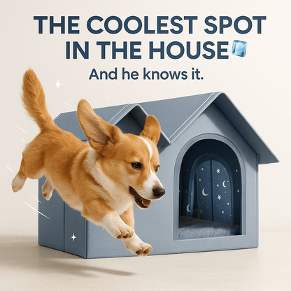 Insulated pet house for active dogs during hot weather.