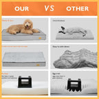 Side-by-side comparison of orthopedic dog beds showing thickness, shape, and foam quality differences.