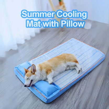  Dog resting on breathable orthopedic bed with built-in pillow