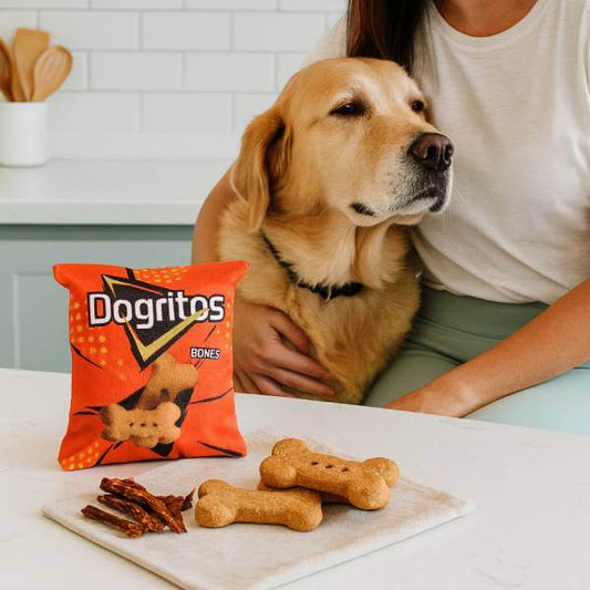 Soft plush dog toy DentalFries™, safe chew toy for puppies and adult dogs