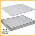 Detachable dog bed with two separate layers, soft white cover and rectangular base