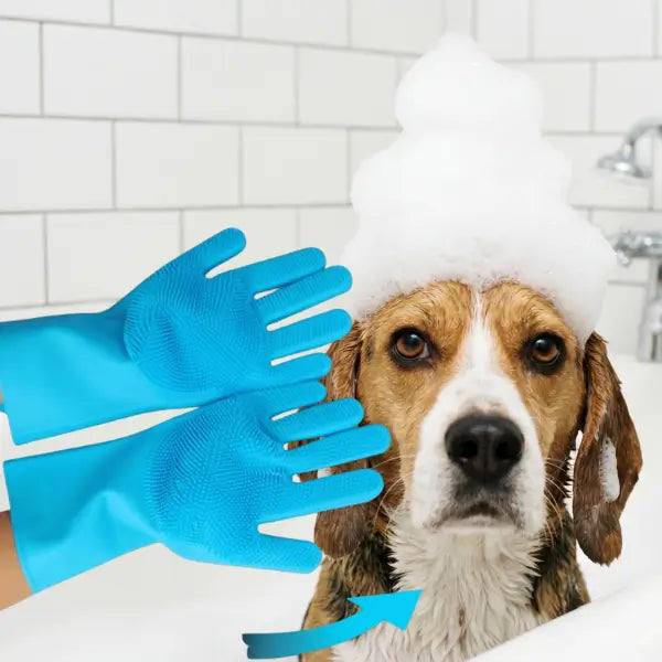 Bath brush for dogs helping reduce shedding and calm anxiety