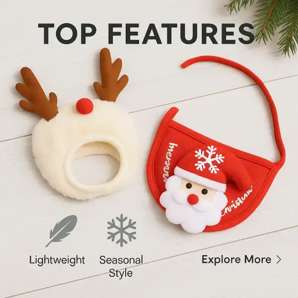 Lightweight seasonal dog accessories in red and cream by Pet Store ED.
