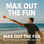 Man throwing a dog fetch toy on the beach for long-distance play