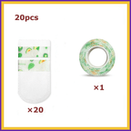 DryPaws 20pcs set with 20 patterned pads and 1 green roll, pet care supplies on white background