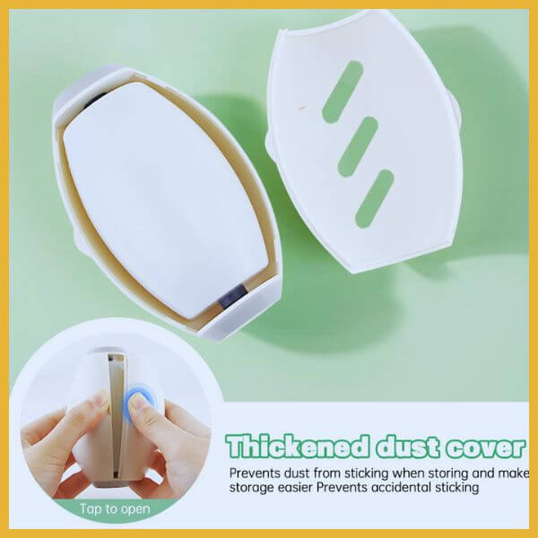 Thickened dust cover for lint roller storage, shown open on green background