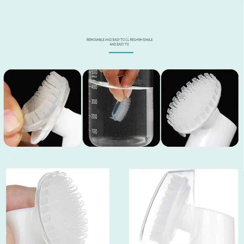 Removable silicone brush head being sanitized, easy to clean and hygienic design