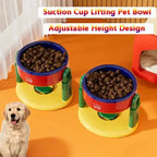 Anti gulping pet feeder set with adjustable height for healthy meals