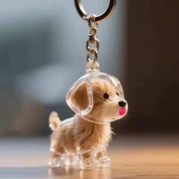 Dog fur remembrance gift keychain displayed as bag charm