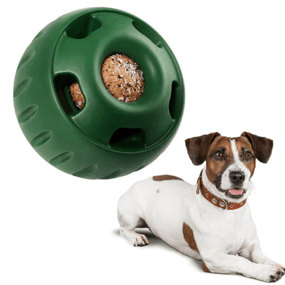 Safe natural rubber dog toy for puzzle feeding