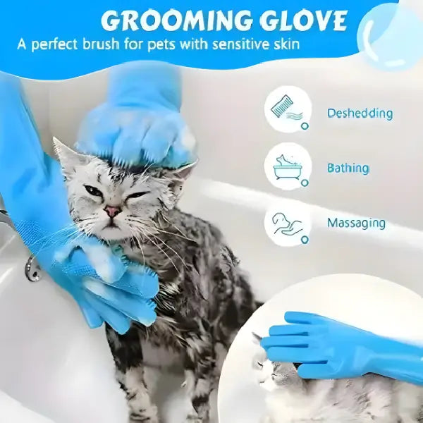 Bath brush for cats combining grooming and calming massage