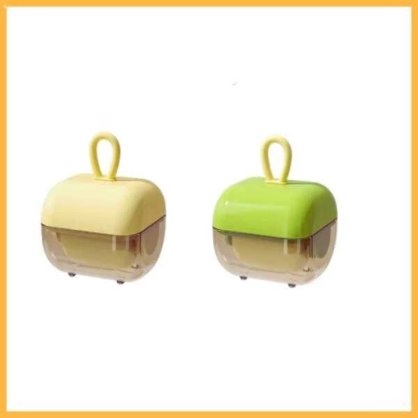 Mini hair rollers duo set in green and yellow with clear bottoms, isolated on white background