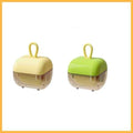 Mini hair rollers duo set in green and yellow with clear bottoms, isolated on white background
