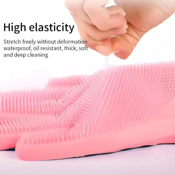 Durable bath brush for cats with stretchable silicone design