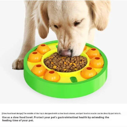 Yellow brain game feeder with movable compartments